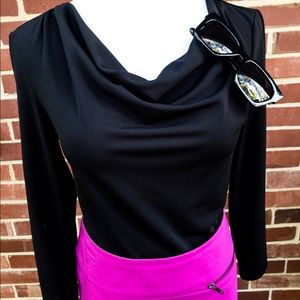 Ann Taylor Cowl Neck Black Shirt